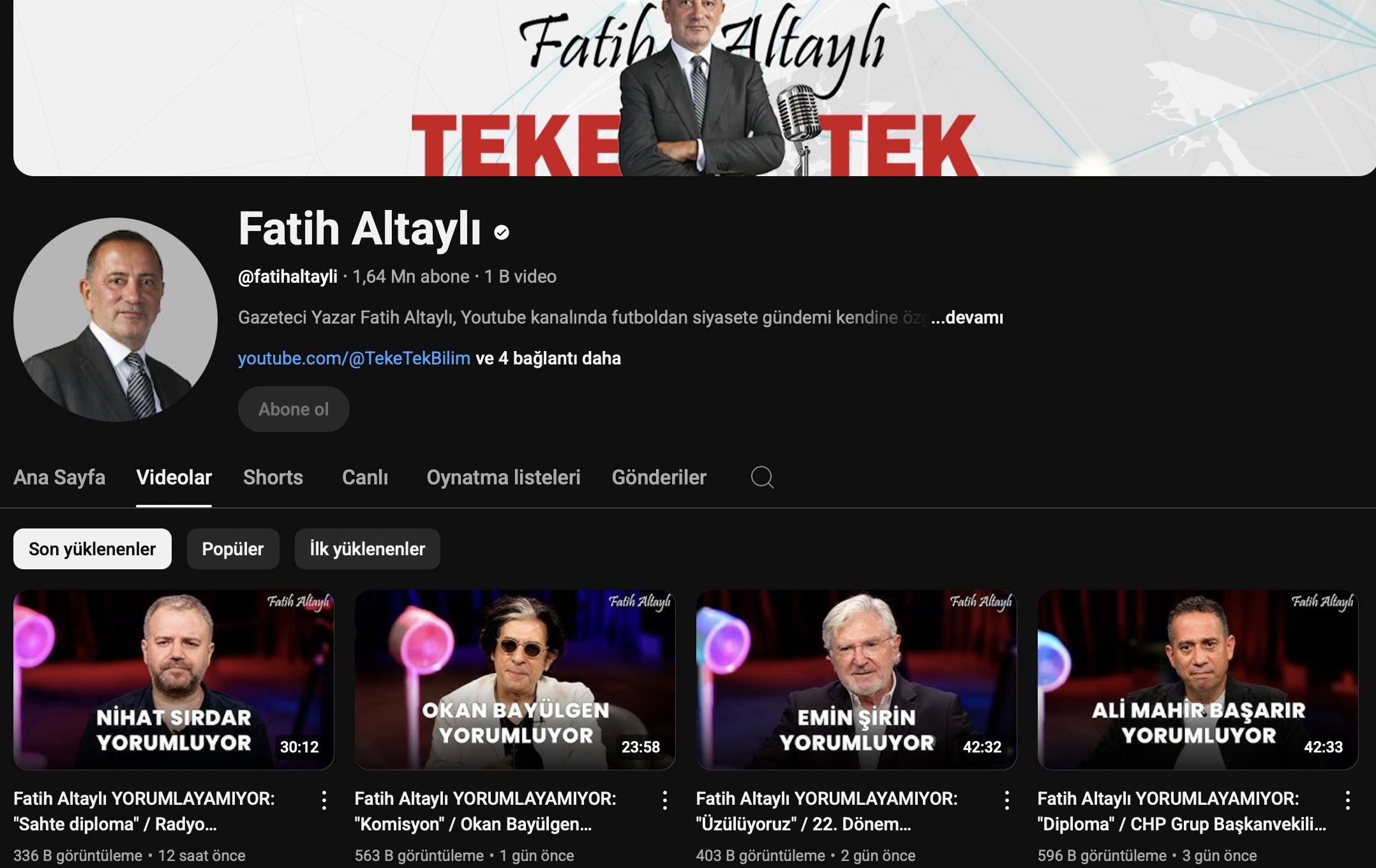 Fatih Altaylı'nın YouTube Kanalına Uygulanan Erişim Engeli